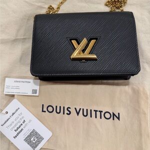 Louis Vuitton Black Crossbody with Gold Chain